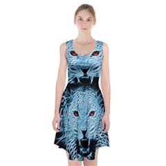 Animals Leopard Fractal Photoshop Racerback Midi Dress by Pakrebo