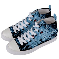 Animals Leopard Fractal Photoshop Women s Mid-top Canvas Sneakers by Pakrebo