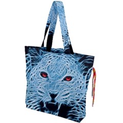 Animals Leopard Fractal Photoshop Drawstring Tote Bag by Pakrebo