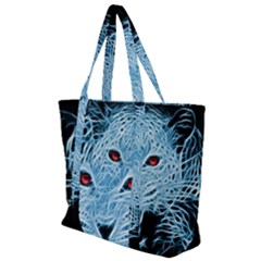 Animals Leopard Fractal Photoshop Zip Up Canvas Bag