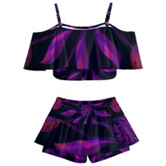 Background Purple Black Red Kids  Off Shoulder Skirt Bikini by Pakrebo