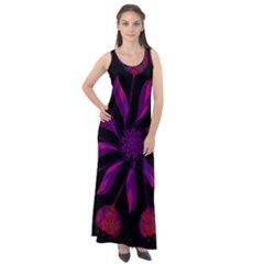 Background Purple Black Red Sleeveless Velour Maxi Dress