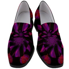 Background Purple Black Red Women s Chunky Heel Loafers by Pakrebo