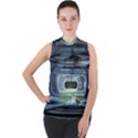 Spaceship Interior Stage Design Mock Neck Chiffon Sleeveless Top View1