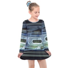 Spaceship Interior Stage Design Kids  Long Sleeve Dress by Pakrebo