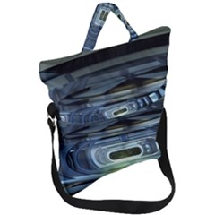 Spaceship Interior Stage Design Fold Over Handle Tote Bag by Pakrebo