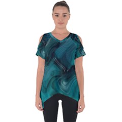 Abstract Graphics Water Web Layout Cut Out Side Drop Tee by Pakrebo