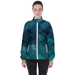 Abstract Graphics Water Web Layout High Neck Windbreaker (women) by Pakrebo