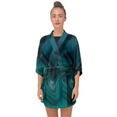 Abstract Graphics Water Web Layout Half Sleeve Chiffon Kimono by Pakrebo