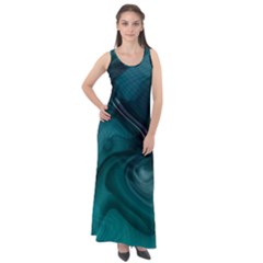 Abstract Graphics Water Web Layout Sleeveless Velour Maxi Dress