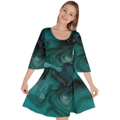 Abstract Graphics Water Web Layout Velour Kimono Dress by Pakrebo