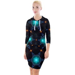 Ornament Pattern Color Background Quarter Sleeve Hood Bodycon Dress