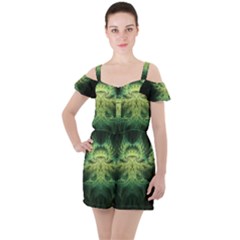 Fractal Jwildfire Scifi Ruffle Cut Out Chiffon Playsuit by Pakrebo