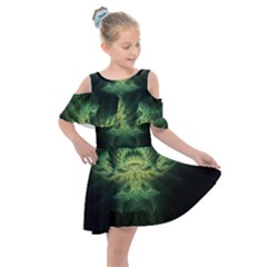 Fractal Jwildfire Scifi Kids  Shoulder Cutout Chiffon Dress by Pakrebo