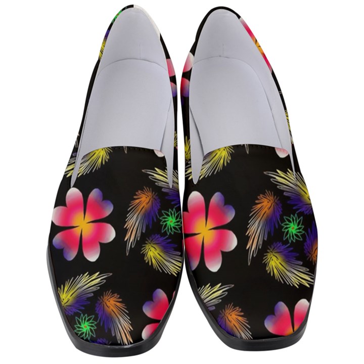 Pattern Flowers Wallpaper Women s Classic Loafer Heels