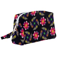 Pattern Flowers Wallpaper Wristlet Pouch Bag (large)