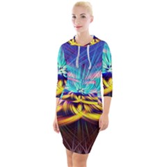 Colorful Chakra Lsd Spirituality Quarter Sleeve Hood Bodycon Dress by Pakrebo