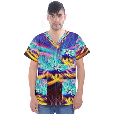 Colorful Chakra Lsd Spirituality Men s V-neck Scrub Top by Pakrebo