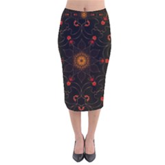 Ornament Background Tender Web Velvet Midi Pencil Skirt by Pakrebo