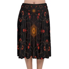 Ornament Background Tender Web Velvet Flared Midi Skirt by Pakrebo