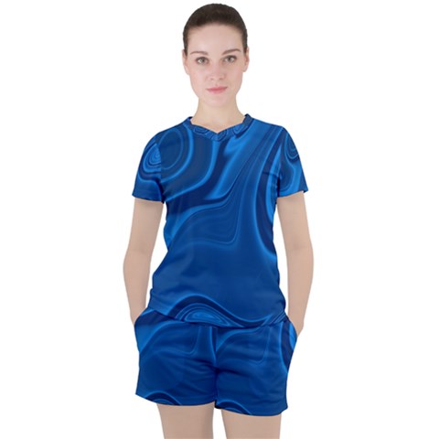 Rendering Streak Wave Background Women s Tee And Shorts Set by Pakrebo