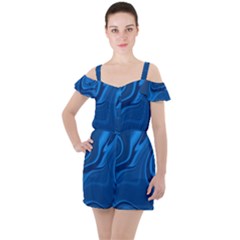 Rendering Streak Wave Background Ruffle Cut Out Chiffon Playsuit by Pakrebo