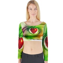 Heart Love Luck Abstract Long Sleeve Crop Top by Pakrebo