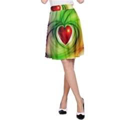 Heart Love Luck Abstract A-line Skirt by Pakrebo