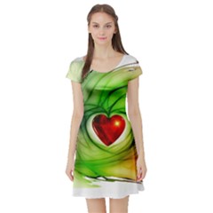 Heart Love Luck Abstract Short Sleeve Skater Dress by Pakrebo