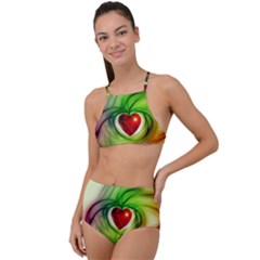 Heart Love Luck Abstract High Waist Tankini Set