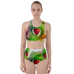 Heart Love Luck Abstract Racer Back Bikini Set by Pakrebo