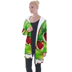 Heart Love Luck Abstract Longline Hooded Cardigan by Pakrebo