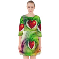 Heart Love Luck Abstract Smock Dress by Pakrebo