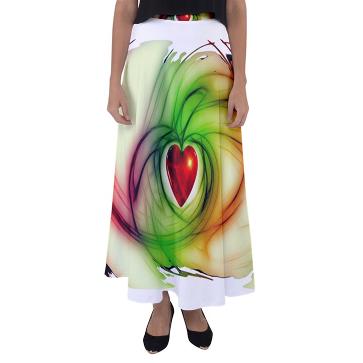 Heart Love Luck Abstract Flared Maxi Skirt