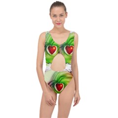 Heart Love Luck Abstract Center Cut Out Swimsuit by Pakrebo