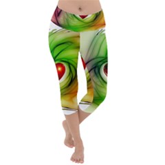 Heart Love Luck Abstract Lightweight Velour Capri Yoga Leggings by Pakrebo