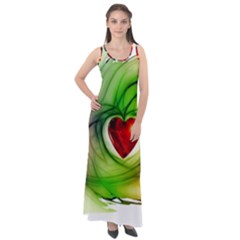 Heart Love Luck Abstract Sleeveless Velour Maxi Dress