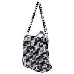 Black And White Basket Weave Crossbody Backpack