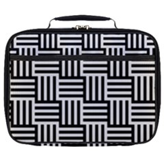 Black And White Basket Weave Full Print Lunch Bag by retrotoomoderndesigns