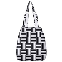 Black And White Basket Weave Center Zip Backpack by retrotoomoderndesigns