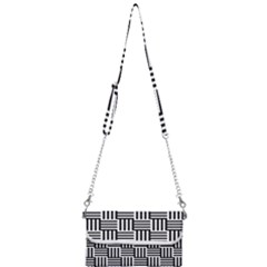 Black And White Basket Weave Mini Crossbody Handbag