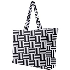 Black And White Basket Weave Simple Shoulder Bag