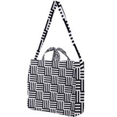 Black And White Basket Weave Square Shoulder Tote Bag by retrotoomoderndesigns