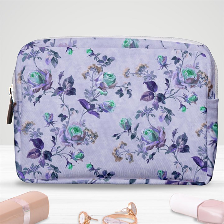 Vintage Roses Purple Make Up Pouch (Medium)