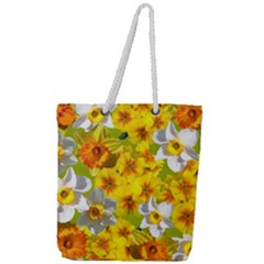 Daffodil Surprise Full Print Rope Handle Tote (large) by retrotoomoderndesigns