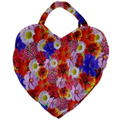 Multicolored Daisies Giant Heart Shaped Tote