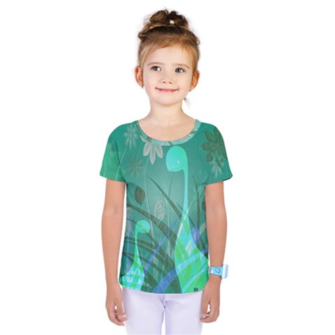 Dinosaur Family - Green - Kids  One Piece Tee by WensdaiAmbrose