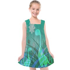 Dinosaur Family - Green - Kids  Cross Back Dress by WensdaiAmbrose