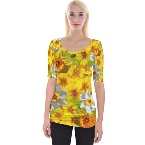 Daffodil Surprise Wide Neckline Tee by retrotoomoderndesigns