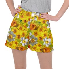 Daffodil Surprise Stretch Ripstop Shorts by retrotoomoderndesigns